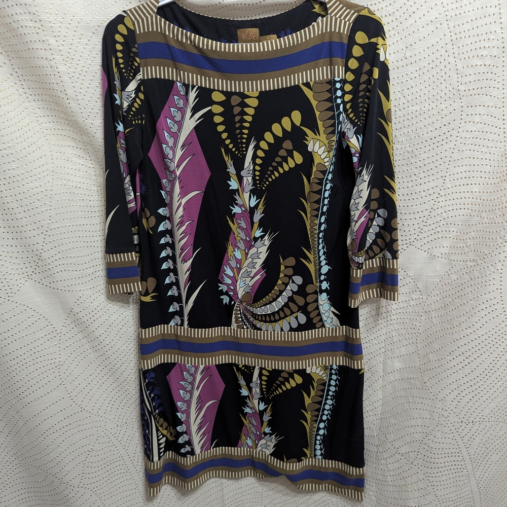 Ali Ro Blue and Brown Patterned Dress